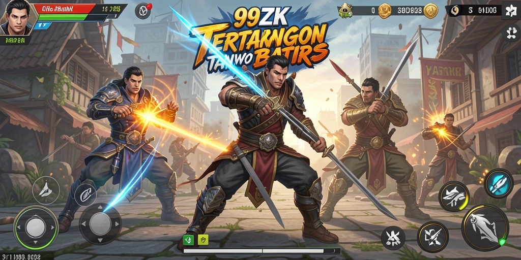 Screenshot gameplay 99ZK menampilkan aksi pertarungan yang intens dan grafis yang memukau.