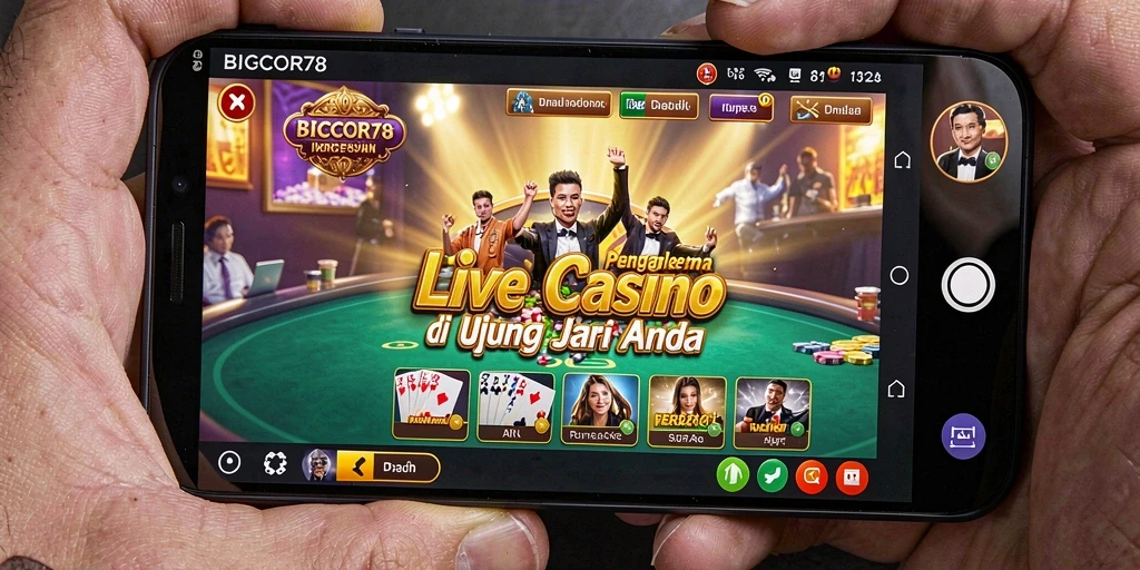 Screenshot utama BIGCOR78 menampilkan gameplay Live Casino yang mendebarkan.