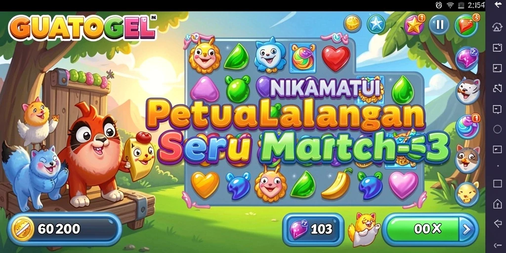 Tangkapan layar GUATOGEL menunjukkan eksplorasi menyenangkan permainan Match-3.