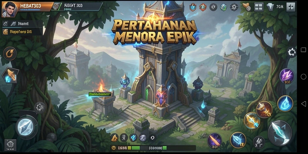 Menampilkan gameplay menara pertahanan yang menegangkan dari HEBAT303.