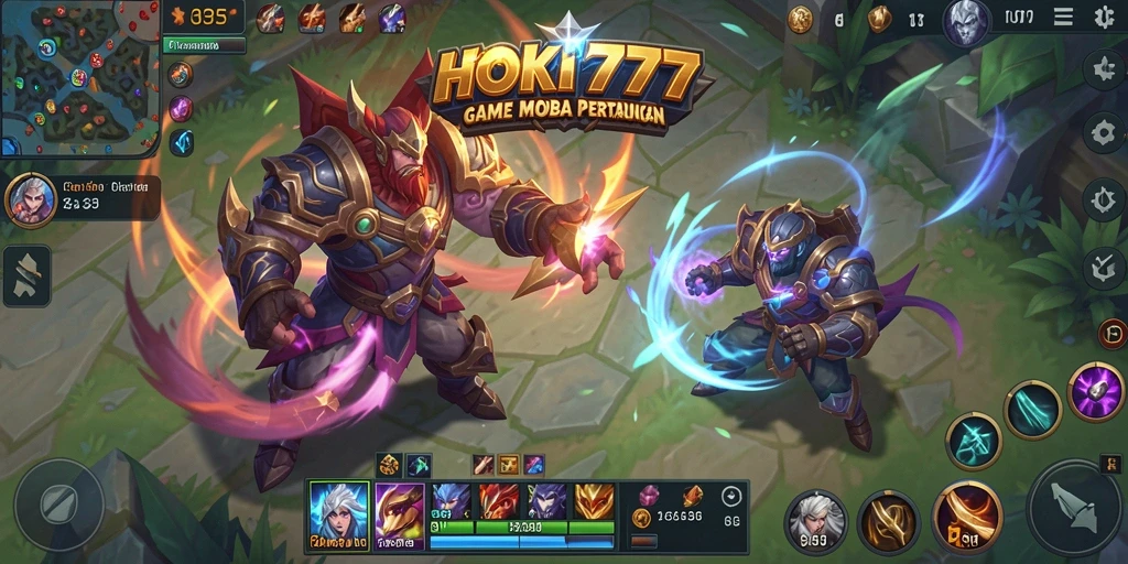 Tampilan gameplay seru HOKI777 dalam pertarungan tim yang dinamis.
