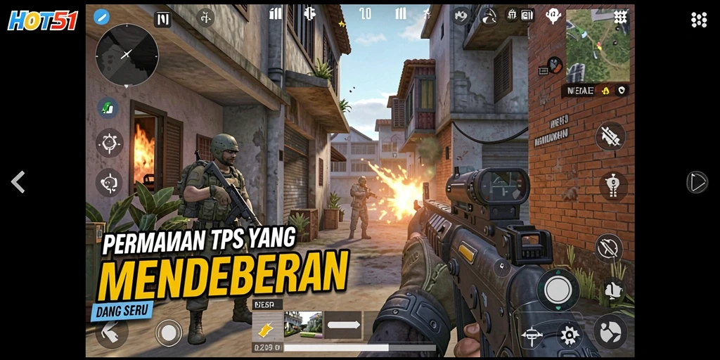 Tampilan gameplay HOT51 yang dinamis dan penuh aksi.