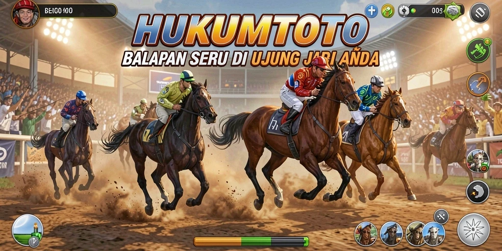 Tampilan gameplay balapan HUKUMTOTO yang mendebarkan.