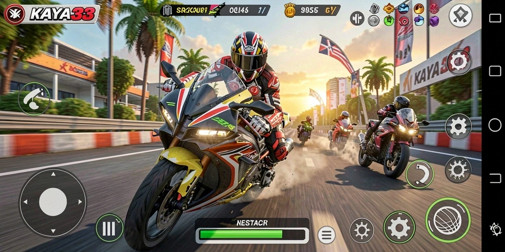 Screenshot gameplay intens balapan motor di KAYA33.