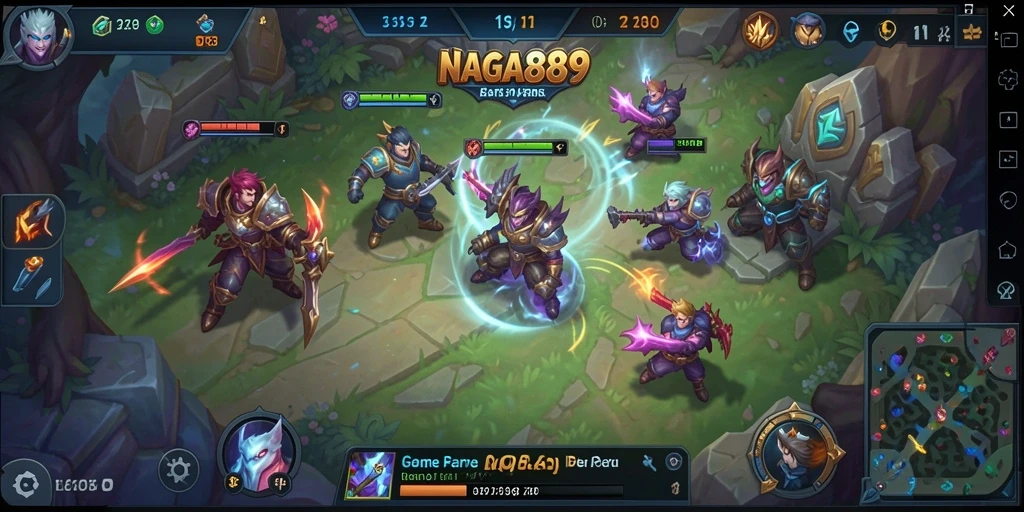 Tampilan screenshot NAGA889 yang menampilkan aksi pertempuran MOBA.