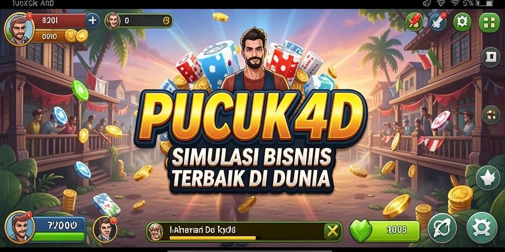 Tampilan gameplay menarik dari PUCUK4D yang menggambarkan simulasi bisnis.