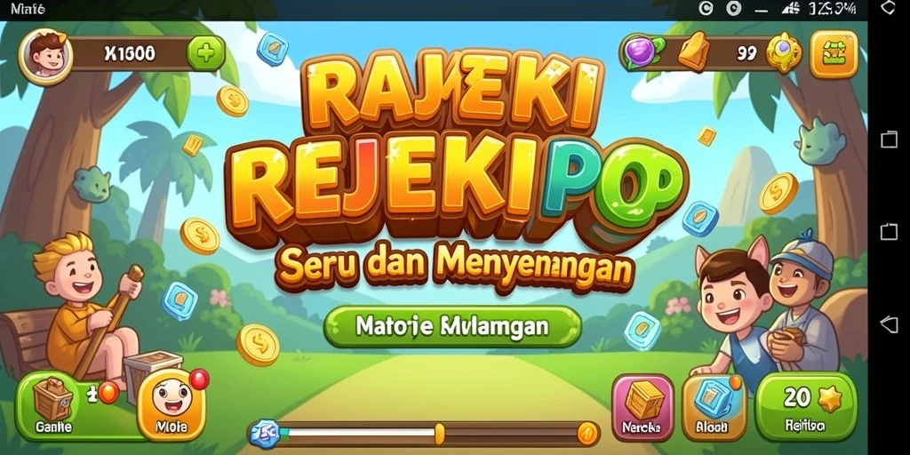 Tampilan gameplay seru dalam REJEKIPOP yang menampilkan aksi match-3.
